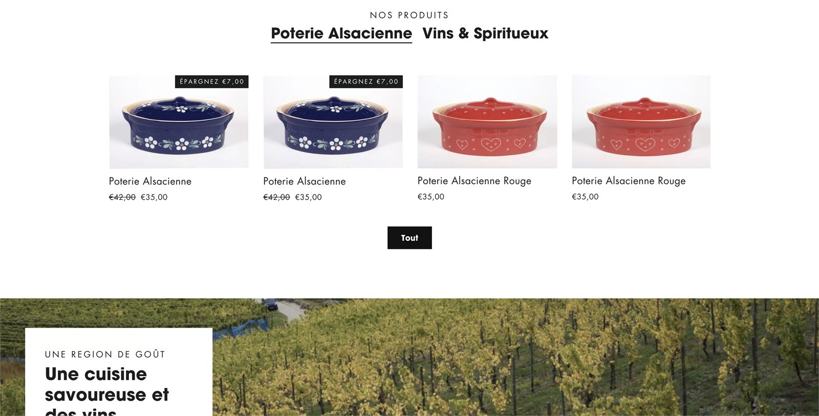 Catalogue : poterie alsacienne, vins et spiritueux